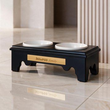 Годівниця Classic Міні з білими керамічними мисками Чорна 0003-WM-Black фото