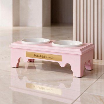 Годівниця Classic Міні з білими керамічними мисками Рожева 0003-WM-Pink фото
