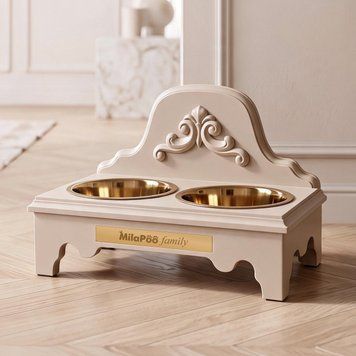 Годівниця Royal із золотистими мисками Бежева 0001-GM-Beige фото