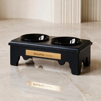 Годівниця Classic Міні з чорними керамічними мисками Чорна 0003-BM-Black фото