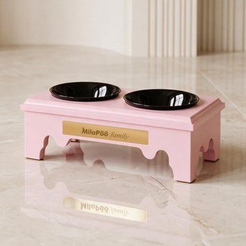 Годівниця Classic Міні з чорними керамічними мисками Рожева 0003-BM-Pink фото