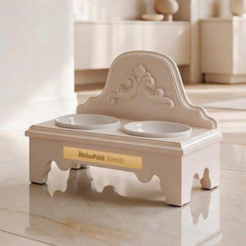 Годівниця Royal Міні з білими керамічними мисками Бежева 0001-WS-Beige фото