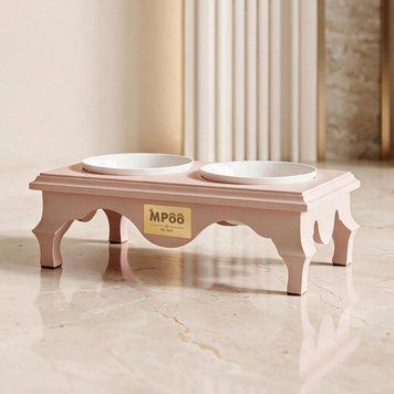 Годівниця Cabrioale Міні з білими керамічними мисками Бежева 0002-WM-Beige фото