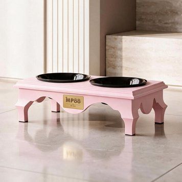 Годівниця Cabrioale Міні з чорними керамічними мисками Рожева 0002-BM-Pink фото